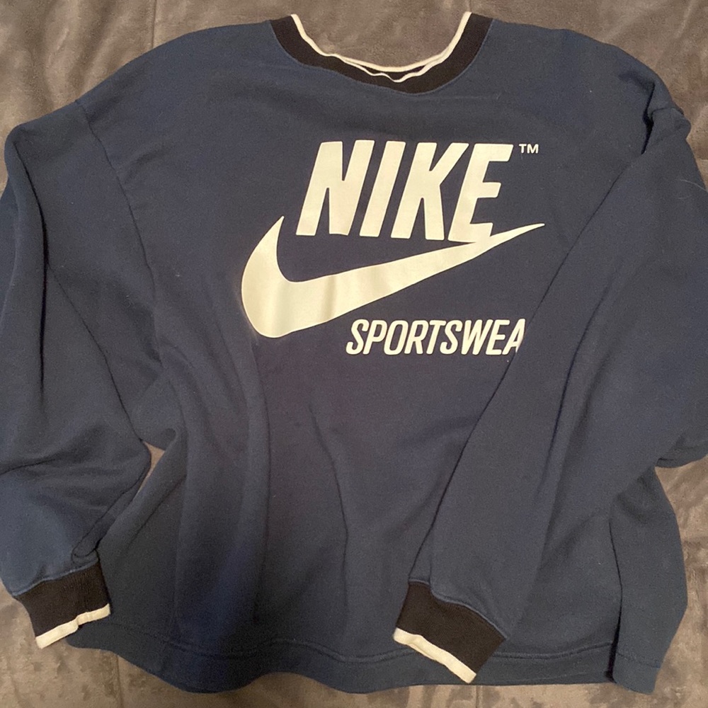 nike sportswear crewneck. navy, black, white. size: s